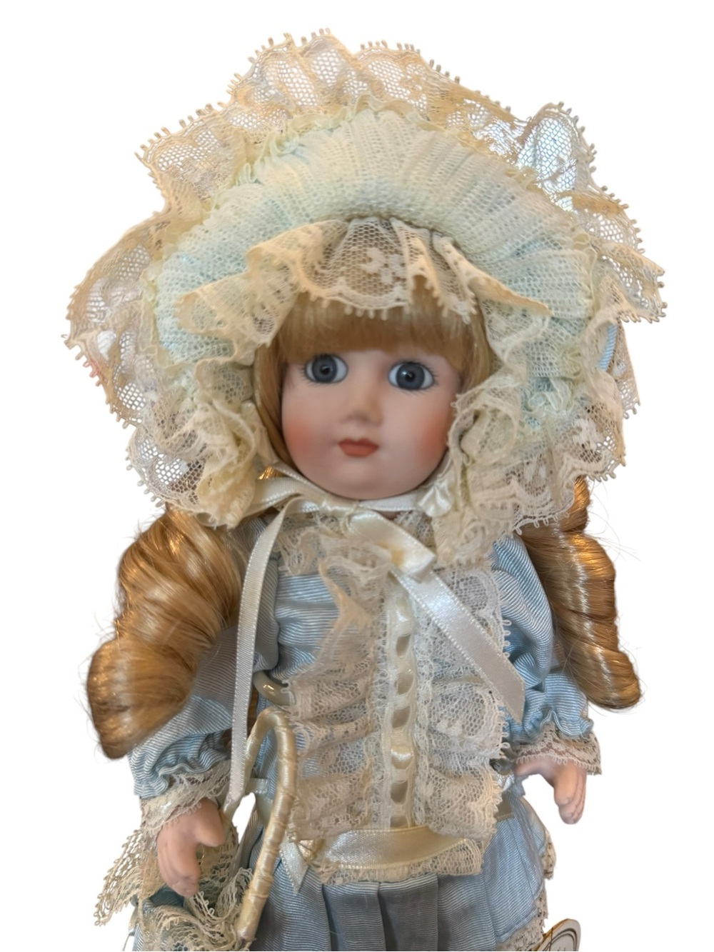 Limited Edition Alberon Zoe Porcelain Collectible Doll in Pale Blue Lace Outfit - Picture 16 of 16
